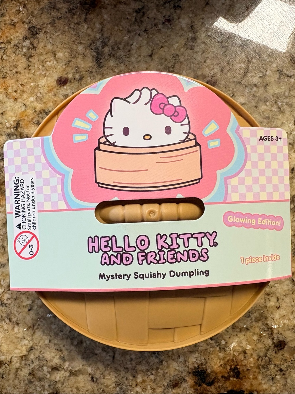 Hello Kitty Pink & Tan Squishy Dumpling Toy - Glowing Edition